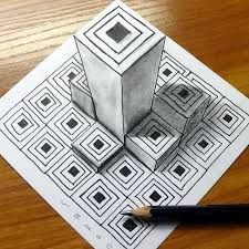 Optical Illusion Drawing, Illusion Drawings, 3d Art Drawing, Geometric Pattern Art, Geometric Design Art, Geometric Drawing, Optical Illusions Art, Perspective Art, Geometry Art