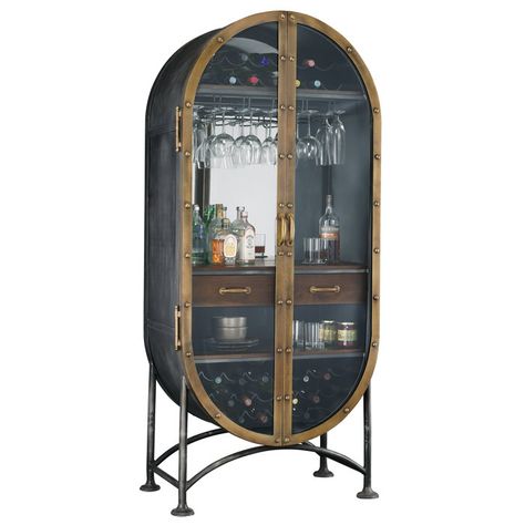 Howard Miller Boilermaker Bar Cabinet | Perigold Boilermaker, Stemware Rack, Accent Chests, Wine Bar Cabinet, Metal Wine Rack, Accent Chests And Cabinets, Wine Bottle Rack, Howard Miller, Metal Slide