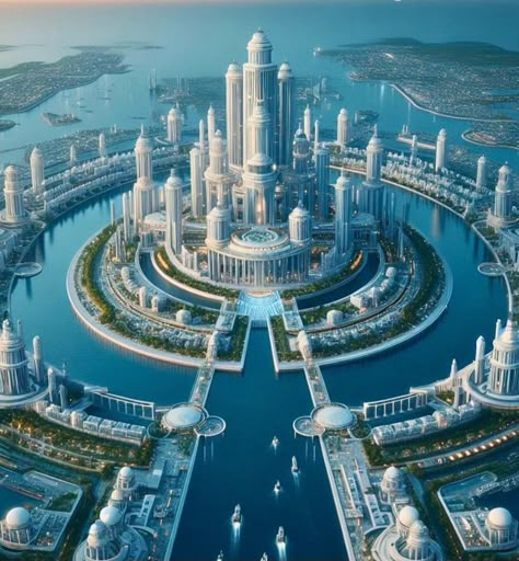 AI Atlantis #architecture #design #style #realestate Futuristic Architecture Future City, Castle House Design, Scifi Artwork, Future Buildings, Sci Fi City, Futuristic Home, Airplane Travel, Fantasy City, Fantasy Castle