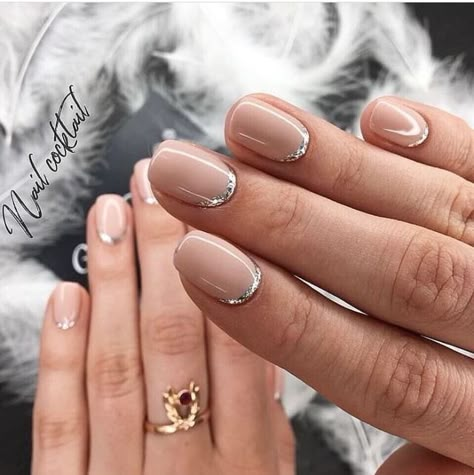 glitter cuticle manicure Short Nail Designs, Clear Nails, Manicure Y Pedicure, Nail Manicure, Wedding Nails, Nail Art Design, How To Do Nails, Beauty Nails, Short Nails