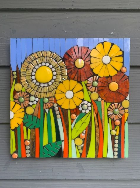 MosaicsbyMelissaArt - Etsy Flower Mosaics, Mosaic Trivet, Canvas Art Painting Acrylic, Stained Glass Quilt, Mosaic Garden Art, Mosaic Art Projects, Stella Marina, Flower Tile, Flower Panels