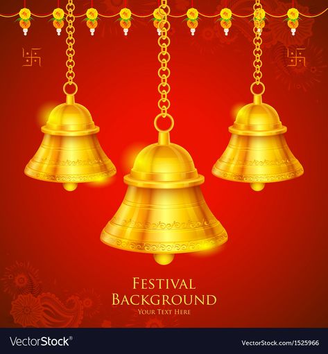 Bell Illustration, Temple Bell, Indian Invitations, Festival Illustration, Png Images For Editing, Diwali Poster, Temple Bells, Bell Decorations, Festival Background