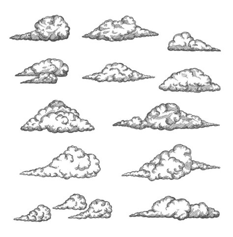 Cloud and cloudiness vintage sketch, cloudy sky Cloudy Tattoos, Cloud Illustration Drawing, Cloudy Sky Drawing, Jonah Tattoo, Clouds Sketch, Cloud Drawings, Cloud Sketch, Swirly Clouds, Sky Sketch