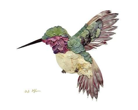 Flower Hummingbird, Pressed Flowers Diy, Flower Petal Art, Flower Mosaic, Hummingbird Print, Flower Pressing, Pressed Flower Crafts, Artfully Walls, Amazing Artwork