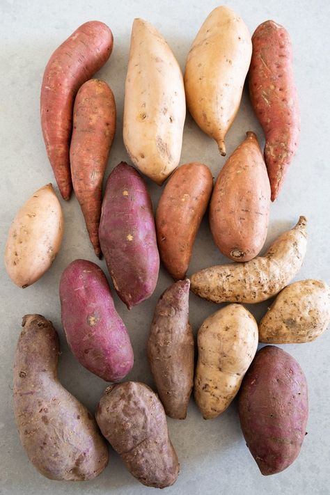 Your Guide to Sweet Potatoes: How to Cook and Store Them Types Of Sweet Potatoes, Potatoes Dishes, Potato Picture, Sweet Potato Varieties, Sweet Potato Seasoning, Sweet Potato Plant, Orange Sweet Potatoes, Types Of Potatoes, Immune Boosting Foods