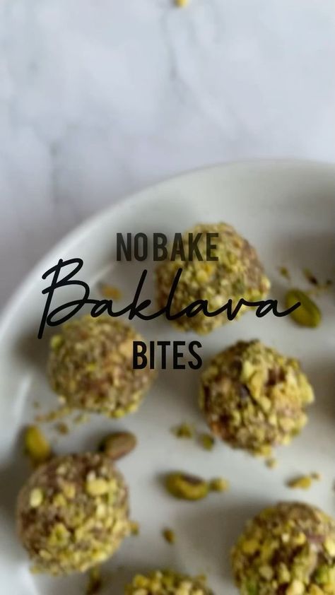 Gluten Free Baklava, Pitted Dates, Baklava Recipe, Small Portions, 3 Ingredient Recipes, Healthy Snacking, Raw Almonds, Food Processor, Baklava