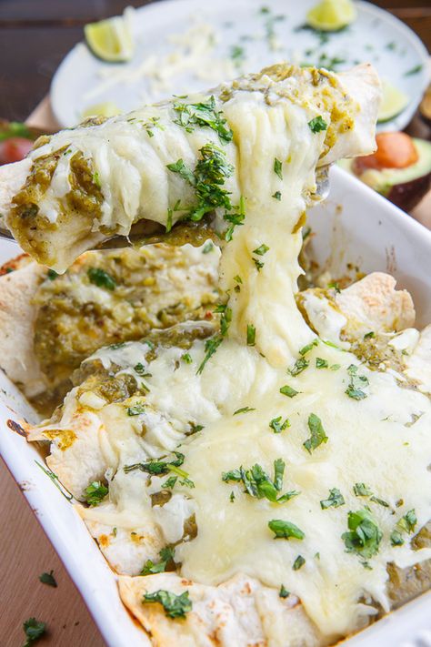 Chicken and Avocado Enchiladas Chicken And Avocado Enchiladas, Chicken Avocado Enchiladas, Avocado Enchiladas, Garlic Biscuits, Chicken And Avocado, Closet Cooking, Biscuits Recipe, Enchilada Recipes, Chicken Avocado