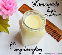 A homemade DIY shea butter hair conditioner for easy detangling & silky hair Diy Shea Butter, Hair Conditioner Recipe, Homemade Hair Conditioner, Homemade Conditioner, Conditioner Recipe, Shea Butter Hair, Homemade Shampoo, Homemade Hair, Diy Shampoo