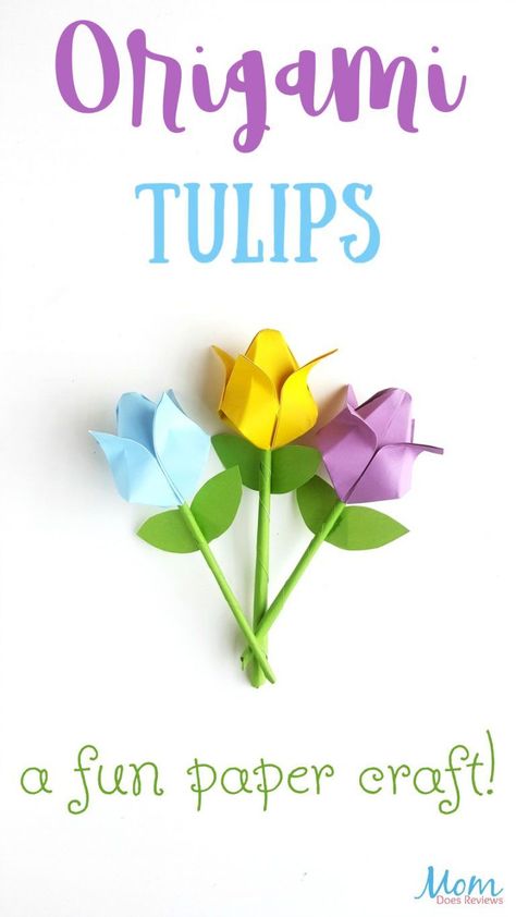 Origami Tulips: A Fun Paper Craft! - Mom Does Reviews Tulip Origami, Easy Origami Flower, Origami Ball, Folding Origami, Paper Wall Hanging, Paper Flower Crafts, 3d Origami, Paper Flowers Craft, Origami Crafts Diy