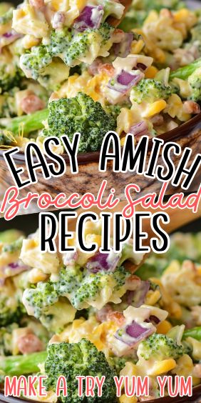 Amish Broccoli Salad Amish Broccoli Salad Recipe, The Best Broccoli Salad, Easy Broccoli Salad Recipe, Sweet Broccoli Salad, Simple Broccoli Salad, Amish Salads, Broccoli Salad Dressing Recipe, Amish Broccoli Cauliflower Salad, Amish Salad