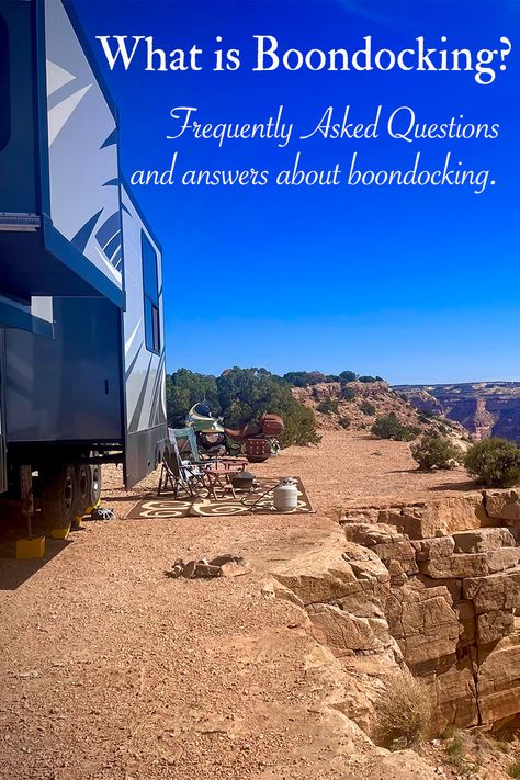 All your boondocking questions answered! What is boondocking? We answer this question and many others in this list of boondocking FAQs. #boondocking #camping #RV #RVlife #drycamping | alittleandalot.com Boondocking Rv, Boondocking Camping, Berkey Water Filter, Answer This Question, Dry Camping, Renewable Energy Systems, Camping Rv, Bureau Of Land Management, Full Time Rv