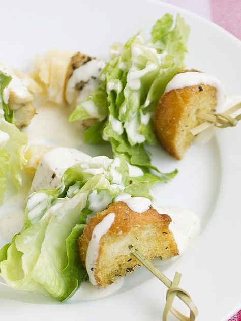 Salad On A Stick, Fresh Appetizers, Blue Cheese Salad, Classic Caesar Salad, Classic Salad, Wedge Salad, Caesar Salad Recipe, Chicken Caesar, Chicken Caesar Salad