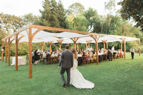 wood structure bride and groom - carlie statsky Backyard Winery, Wood Shade Structure, Luxury Concierge Services, Outdoor Tent Wedding, Event Tents, Tent Party, Luxury Concierge, Shade Tent, Napa Wine