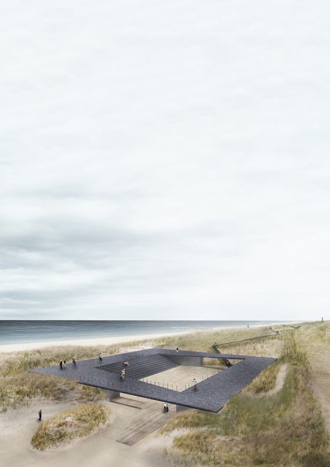 NORRØN · THE BLUE PLATEAU Beach Architecture, Landscape Architecture Plan, Arch Model, Landscape Architecture Design, Architecture Rendering, Collage Design, Red Sea, Environment Design, Architecture Plan