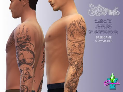 The Sims Resource - Steampunk Left Arm Tattoo Sims 4 Cc Mens Tattoo, Sims 4 Cc Tattoo Sleeve, Sims 4 Cc Mods Male Clothes, Sims 4 Mens Tattoos, Sims 4 Male Cc Tattoos, Sims Tattoos Cc, Sims 4 Cc Man Tattoo, Sims 4 Cc Men Tattoo, Sims 4 Cc Guy Tattoos