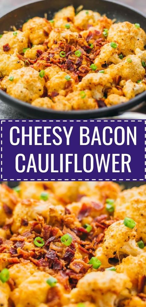 Bacon And Cauliflower Recipes, Cauliflower Bacon Recipes, Roasted Cauliflower With Cheese, Cauliflower With Cheese, Easy Roasted Cauliflower, Cheese Cauliflower, Cauliflowers, Bacon Cauliflower, Keto Healthy