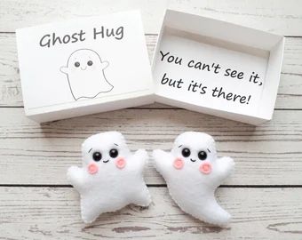 Sending You Hugs, Ghost Hug, Ghost Plush, Small Diy Gifts, Matchbox Crafts, Sending You A Hug, Pocket Hug, Distance Gifts, Toys Diy