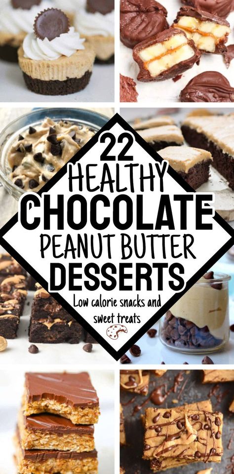 Healthy desserts! Low calorie chocolate peanut butter desserts - like chocolate peanut butter banana bites, gluten free sweets, low calorie PB2 recipes, healthy candy, low carb weight watchers brownies, keto dessert recipes, low fat no bake cookies, cakes, fudge, protein brownie balls, healthy chocolate peanut butter oatmeal bars and more for clean eating and sugar free healthy eating meal prep plans Healthy Low Cal Desserts Easy, Pb2 Dessert Recipes Healthy, Peanut Butter Powder Recipes Healthy, Healthy Deserts Low Calorie No Sugar, Healthier Chocolate Desserts, Low Calorie Desserts Easy Healthy, Healthy Pb Cookies, Quick Low Calorie Desserts, Healthy Sweets Recipes Low Carb