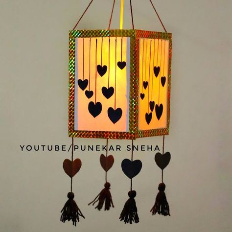 Lantern For Diwali, Diwali Kandil, Diy Diwali Lanterns, Akash Kandil, Cd Crafts Diy, Origami Butterfly Easy, Diwali Painting, Lantern Crafts, Diya Decoration Ideas