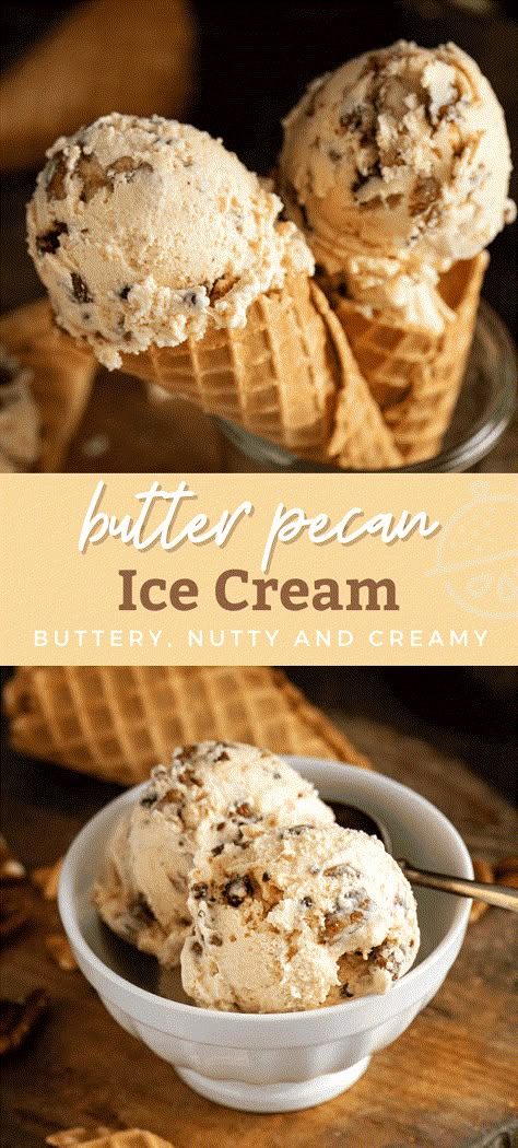 Homemade Butter Pecan Ice Cream, Butter Pecan Ice Cream Recipe, Homemade Ice Cream Recipes Machine, Sweet Custard, Best Homemade Ice Cream, Ice Cream Recipes Machine, Custard Ice Cream, Butter Pecan Ice Cream, Homemade Custard