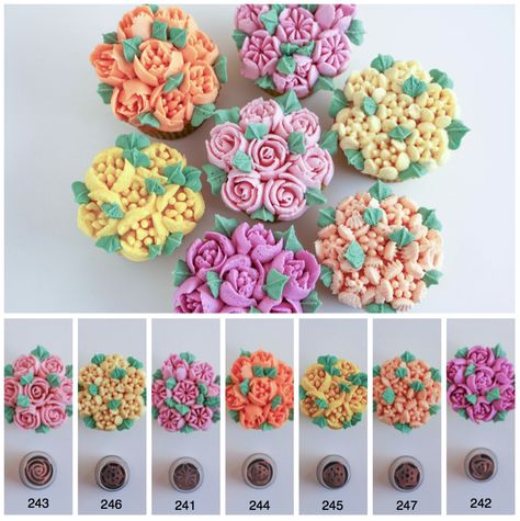 Russian Piping Tips Tutorial – How to Use Flower Piping Tips Russian Cake Decorating, Russian Decorating Tips, Russian Icing Tips, Cupcakes Flores, Russian Cakes, Russian Piping Tips, Piping Nozzles, Cake Piping, Icing Piping