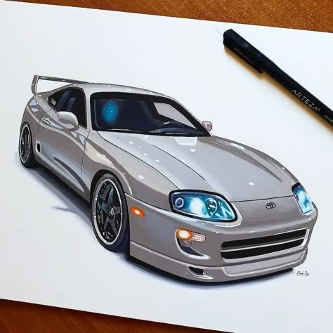 Toyota Supra Mk4 Artwork, Supra Mk4 Drawing, Toyota Supra Drawing, Supra Sketch, Supra Drawing, Car Nissan, Silvia S15, Supra Mk4, Bmw Art