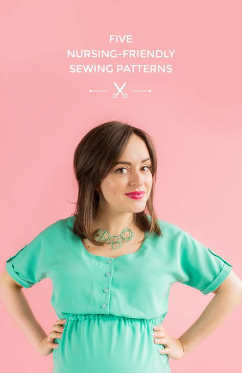 Five Nursing-Friendly Sewing Patterns - lovely options for breastfeeding mamas! Nursing Patterns Sewing, Breastfeeding Dress Pattern, Maternity Sewing Patterns Free, Nursing Top Pattern, Nursing Dress Pattern, Nursing Dress For Wedding, Sewing Top Pattern, Nursing Tops Breastfeeding, Maternity Sewing Patterns