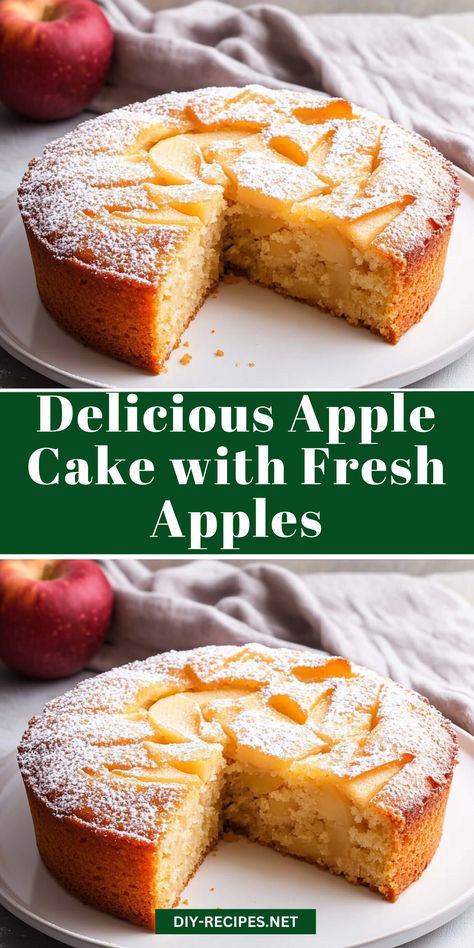 This apple cake recipe is packed with fresh apples and topped with a crunchy sugar layer. Perfect for family gatherings or fall celebrations! Apple Cake Bars Recipes, Apple Oatmeal Cake Recipe, Small Apple Cake, Apple Cakes Recipe, Healthy Apple Cake Recipes, Cake Mix Apple Cake Recipe, Best Apple Cake Recipe Ever, Easy Apple Cake With Fresh Apples, Apple Cake With Fresh Apples