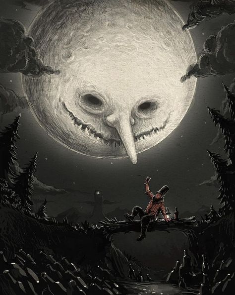 'Drinking Under the Moon' by Misha Bukharov Drawing Sculpture, Horror Vintage, Arte Peculiar, Art News, Dark Art Illustrations, 웃긴 사진, Scary Art, Wow Art, Creepy Art