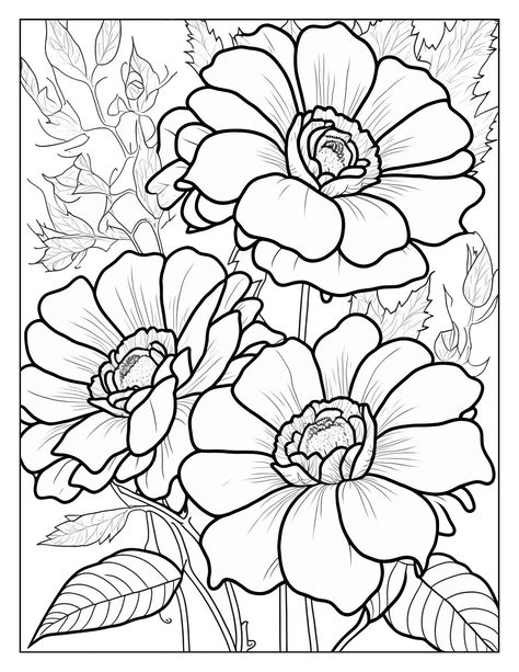 Flower Colouring Pages, Flower Colouring, Floral Coloring Pages, Flower Coloring Sheets, Colouring Sheets For Adults, Book Page Flowers, Free Adult Coloring Printables, Garden Coloring Pages, Coloring Worksheet