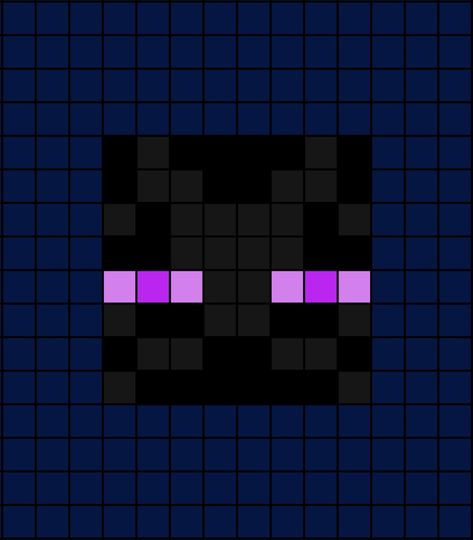 A pixel art template of the Ender-man face (accurate) from Mine-craft the video game. Minecraft Grid Art, Bead Art Minecraft, Minecraft Pixel Art Painting, Minecraft Paintings In Game Grid, Minecraft Skull Painting Grid, Crochet Minecraft Enderman, Minecraft Mob Head Pixel Art, Painting Minecraft, Minecraft Pattern