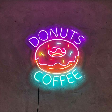 Baking Images, Donut Signs, Neon Bedroom, Beach Read, Neon Flex, Neon Room, Coffee Business, Neon Sign Bedroom, Store Window