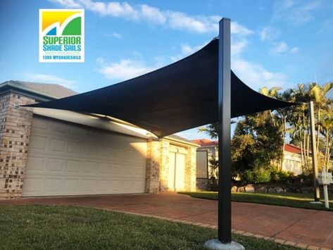 Carport Shade Ideas, Car Shade Ideas, Shade Sail Carport Ideas, Carport Shade Sail, Modern Car Shade Ideas, Sun Shade Sail Carport, Shade Sails Diy, Overlapping Shade Sails, Carport Shade