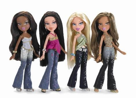 the four original bratz: sasha, jade, chloe, and yasmin. Bratz Dolls Original, Bratz Passion 4 Fashion, 00s Nostalgia, Brat Doll, 90s Baby, 90s Childhood, Celebrity Travel, Bratz Doll, Childhood Toys