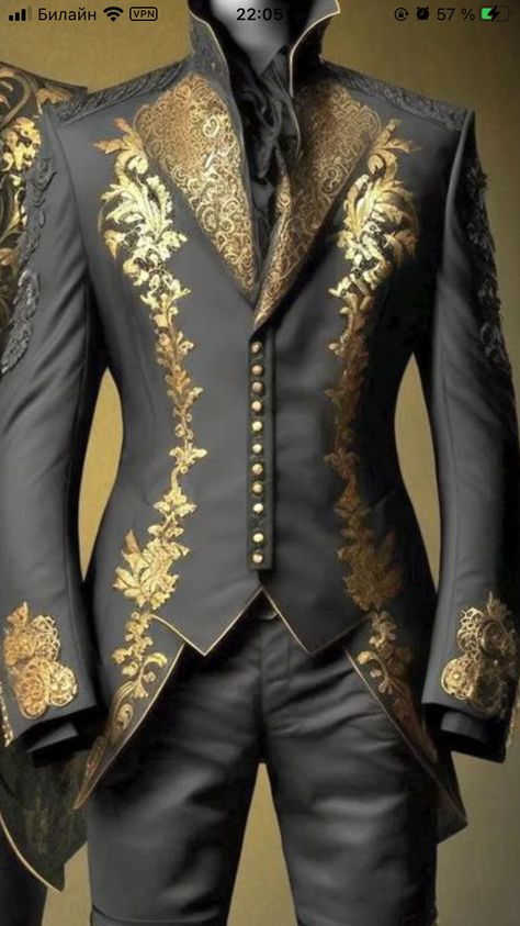 King Costumes For Men, Yule Ball Male Outfit, Prince Wedding Suit Grooms, Mens Fantasy Fashion Royal, Male Masquerade Outfit Ball, Knight Formal Wear, Magical Clothes Male, Mens Fantasy Suit, Mystical Outfits Male