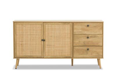 KALISTA - Buffet Acacia Wood Sideboard, Iron Sideboard, Rattan Door, Lacquered Sideboard, Buffet Hutch, Black Dining Chairs, Black Office Chair, Modern Sideboard, End Tables With Storage