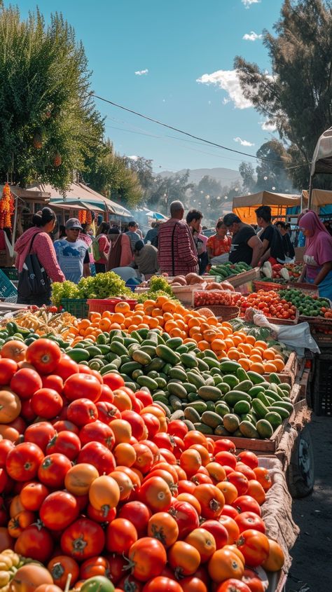 Bustling Market Scene: A vibrant local market bustling with activity, colorful produce displayed and people browsing the stalls. #market #vegetables #fruits #local #shoppers #vendors #fresh #produce #aiart #aiphoto #stockcake https://ayr.app/l/aGX3 Bad Graphic Design, Market Scene, Produce Displays, Produce Market, Vegetable Painting, Fruit Market, Indian Market, Etsy Promotion, Public Market