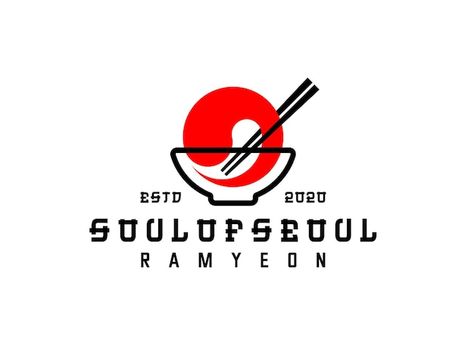 Ramen Logo Design, Korean Food Logo Design, Korean Food Logo, Korean Logo Design, Kimchi Logo, Noodles Logo, Sushi Branding, Ramen Logo, Menu Logo