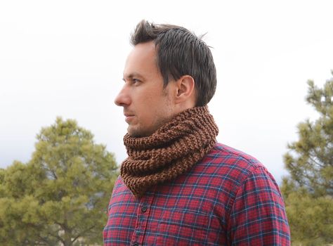 Mens Knit Cowl Easy Free Pattern Mama In A Stitch, Knit Cowl Pattern Free, Knitting Scarves, Scarves For Men, Knit Cardigan Pattern, Dishcloth Knitting Patterns, Loom Knitting Patterns, Knit Dishcloth, Cowl Knitting Pattern