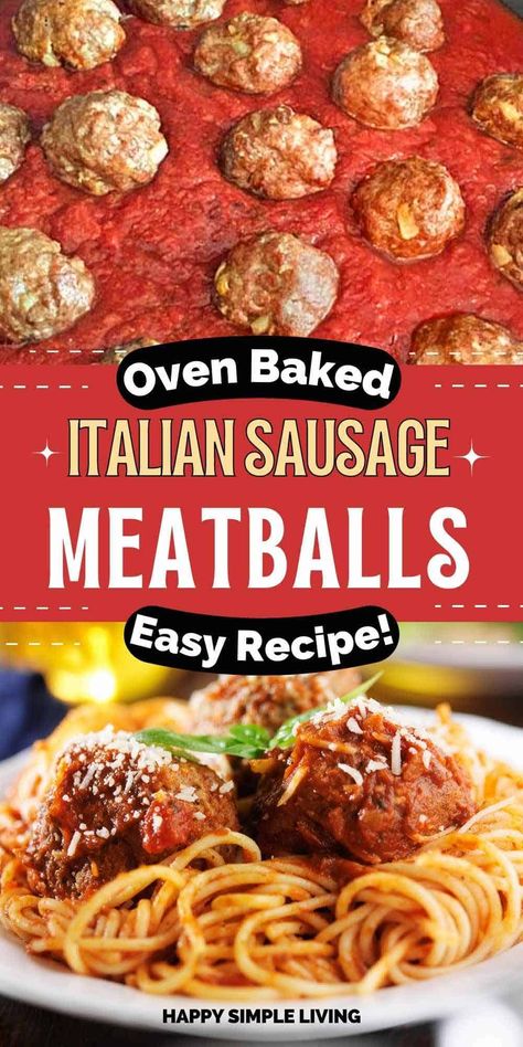 This easy meatball recipe features oven baked meatballs made from the tastiest blend of Italian sausage, ground beef, onions, garlic and seasonings. Perfect for spaghetti, sandwiches, pizza and so much more! Meatballs Baked In Oven, Meatballs With Sausage, Sausage Meatballs Recipes, Baked Italian Sausage, Italian Sausage Meatballs, Homemade Meatballs Easy, Baked Italian Meatballs, Homemade Italian Meatballs, Easy Meatball