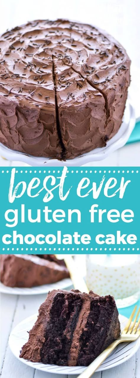 This is the BEST gluten free chocolate cake recipe out there! So moist, so rich, and so full of chocolate flavor! It's always the hit of the party - even gluten eaters request it! It's super easy to make, no special equipment required. It can be made as a layer cake or bake it as a 9x13 cake. This gluten Free cake recipe is from @whattheforkblog - visit whattheforkfoodblog.com for more gluten free baking ideas and gluten free dessert recipes. Gluten Free Recipes Easy Dessert, Best Gluten Free Chocolate Cake, Gluten Free Chocolate Cake Recipe, Gluten Free Birthday Cake, Glutenfri Baking, Weight Watcher Desserts, Gluten Free Chocolate Cake, Brownie Desserts, Gf Baking