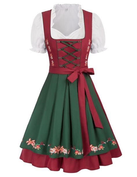 PRICES MAY VARY. 【MATERIAL】All Jasambac Dirndl dress are made of quality material. When you choose the color and size, the details will be presented 【FEATURES】Square neck, Short sleeve, Detachable apron, Knee length, Long straps, Classical Embroider 【Vintage Style】 Good workmanship and stunning design with exquisite, classic, vintage style 【OCCASION】Our German dirndl dress is perfect for Bavarian Oktoberfest, Carnival Time, Halloween, or for your theme fancy dress party. Must have in your barmai German Folk Clothing, Midevil Costumes, Diy Oktoberfest Costume, Madilyn Mei, Traditional German Dress, German Clothes, Dress Dirndl, German Traditional Clothing, Traditional German Clothing