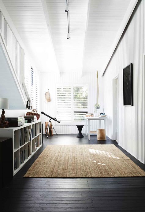 White Walls Dark Hardwood Floors, Black Timber Flooring, Dark Floors Rug Ideas, Styling Dark Floors, Dark Timber Floors Living Room, Black Floors White Walls, Dark Wood Floors White Walls, Dark Floors White Walls, White Walls Dark Floors