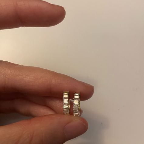 Solid 10k Gold/10k White Gold Set With High Grade Simulated Diamonds (Cz). Conflict-Free And Social Responsible. Stone Size: 1.5 Mm X 2mm X 9 Hoop Inside Diameter: 10mm Weight: 2 G White Gold Set, Huggie Hoop Earrings, 10k Gold, Solid Gold, Hoop Earrings, Jewelry Earrings, White Gold, Women Jewelry, Stone