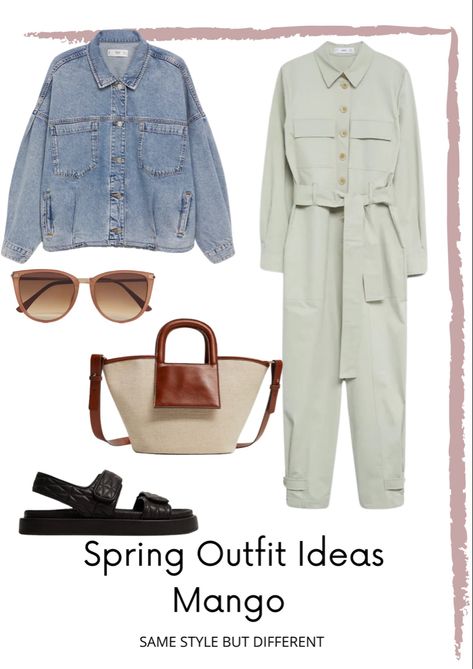 Sage Green Jumpsuit, Dad Sandals, Jumpsuit Outfits, Spring Outfit Ideas, Spring Bags, Boiler Suit, Green Jumpsuit, Shopping App, Spring Looks