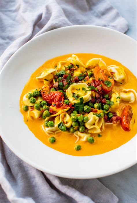 Tortellini with Saffron Cream and Pancetta | Tried & True Recipes How To Make Tortellini, Truffle Oil Recipes, Saffron Cream, Crispy Pancetta, Saffron Recipes, Homemade Food, Creamy Sauce, Tortellini, Sauce Recipes