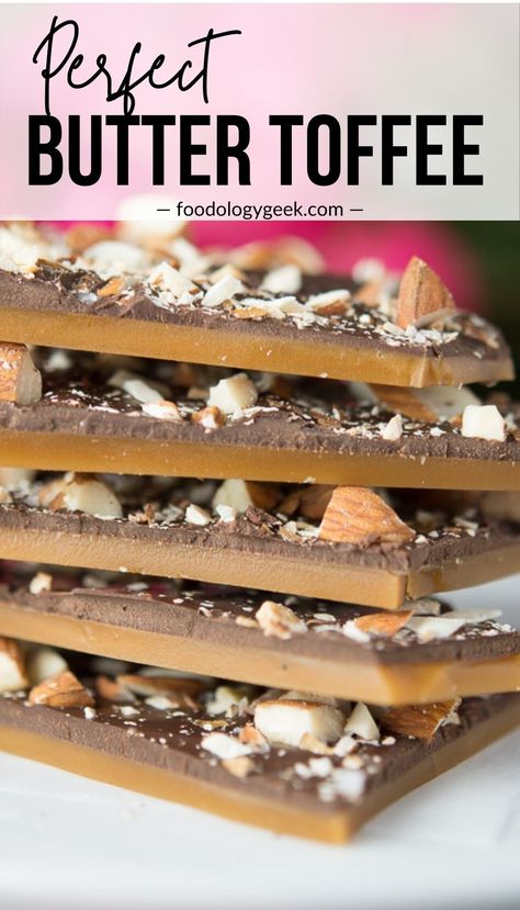 Butter Toffee Recipe, Peanut Butter Toffee, English Toffee Recipe, Easy Toffee, Homemade Bakery, Butterfinger Candy, Make Butter, Homemade Toffee, Toffee Candy