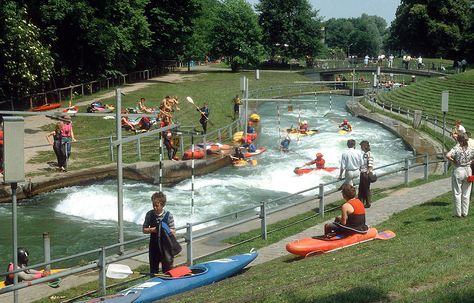 The Augsburg Eiskanal is an artificial whitewater river in Augsburg, Germany, constructed as the canoe slalom venue for the 1972 Summer Olympics in nearby Munich. Wikipedia www.blaek.de Canoe Slalom, German Ancestry, Wild Waters, Whitewater Kayaking, Mountain Park, Canoe And Kayak, Summer Olympics, Living History, City House