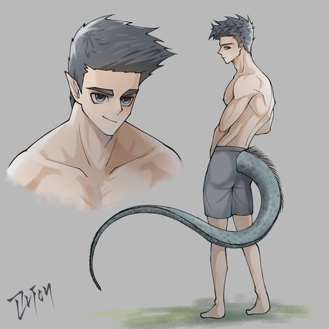 Marine iguana hybrid Faunus Oc, Naga Character, Marine Iguana, Anime Egyptian, Monster Boy, Hybrid Art, Werewolf Art, Cute Snake, Boy Drawing