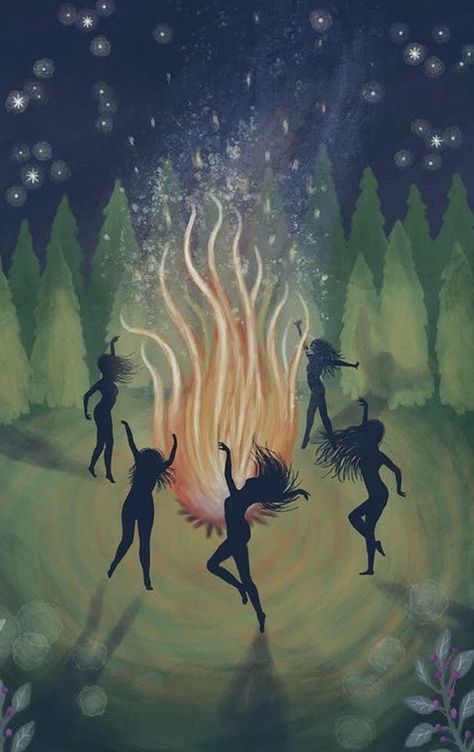 Dancing Around A Fire, Spiritual Artwork, Goddess Art, Witch Art, Hippie Art, Ethereal Art, Spiritual Art, A Fire, In The Woods